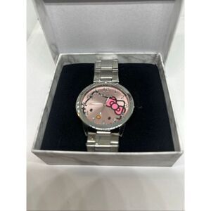 Hello Kitty Silver Stainless Steel Watch Pink Dial w/ Box NEW